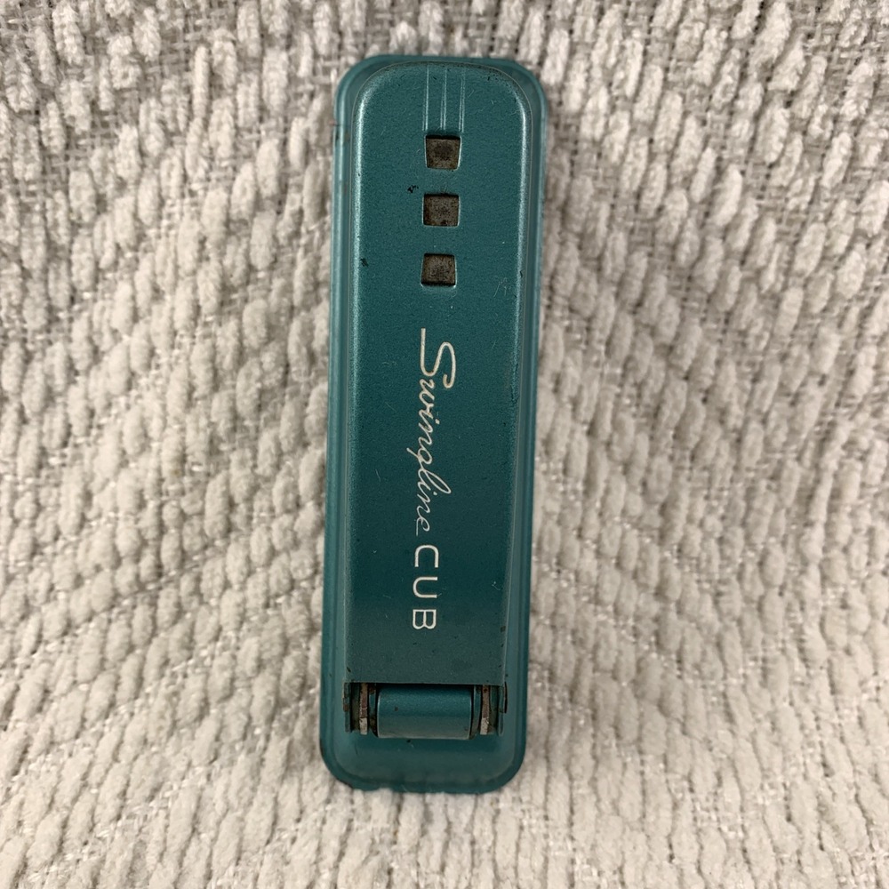 Vintage‎ Swingline CUB Stapler Teal Made in USA Teal Green 5.25" Long - Picture 8 of 15